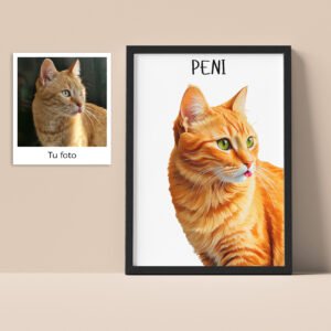 Ilustración digital personalizada de un gato en alta resolución con estilo artístico único, ideal para amantes de mascotas.