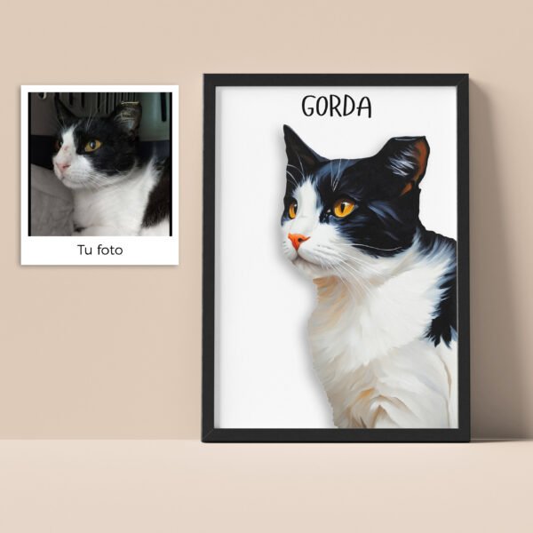 Ejemplo de ilustración digital personalizada de un gato, capturando su personalidad y detalles.