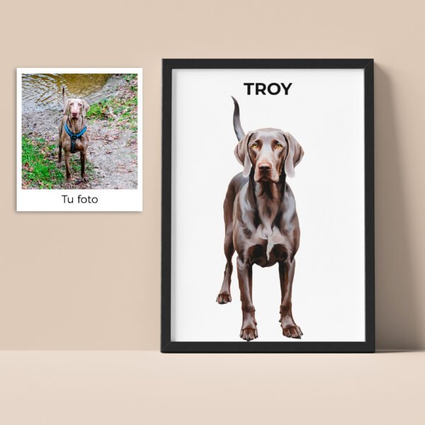 Ejemplo de ilustración digital personalizada de un perro braco de weissman, capturando su personalidad y detalles.